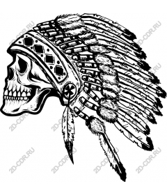 Magnificent skull with Indian headdress
