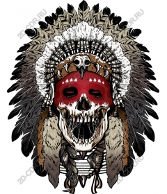 Magnificent skull with feather headdress