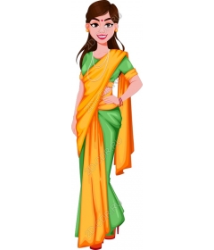  Bright Sari — green and orange