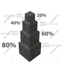  Инфографика 3D-сложенной пирамиды