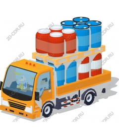  Bright truck with barrels
