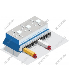  Изометрический складской погрузочный док