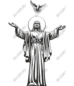  Christ with open arms and a dove