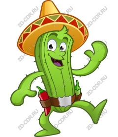 Playful character-cactus in a sombrero