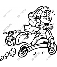  Happy child riding a scooter