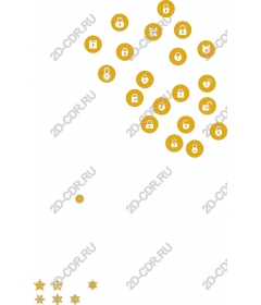  A whimsical set of yellow castle and snowflakes