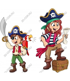  A whimsical set of pirate characters