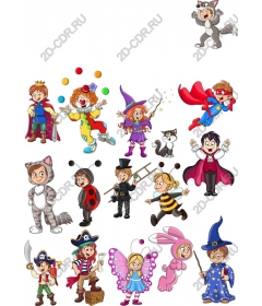 Set of fancy costumes for the characters