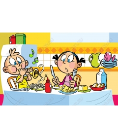 Children's antics during meals