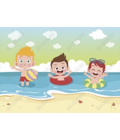 Children having fun at the beach