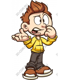 Expressive cartoon boy in a yellow hoodie