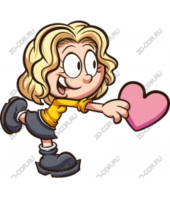 Cheerful girl with a heart