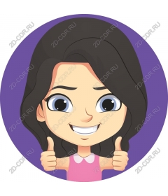 Merry girl shows thumb up
