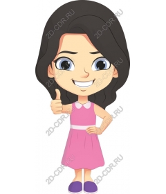 Cheerful girl with raised thumbs