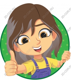 Funny girl with a raised thumb