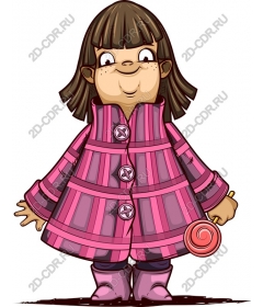 Playful girl with a pink coat