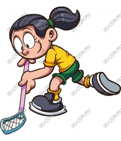  Energetic girl that plays hockey on the floor