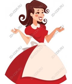 Funny vintage woman in a red dress