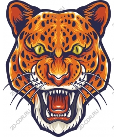  Ferocious roaring leopard's head