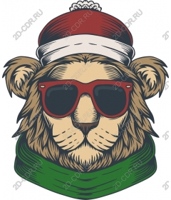  Fancy lion in sunglasses and festive accessories