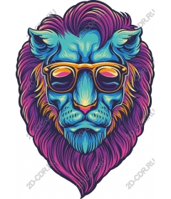  Colourful lion in sunglasses