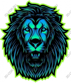  Fierce blue-green lion's head