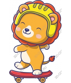 Skateboard "Playful lion"