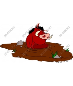 Playful boar in the mud