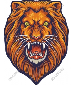  Ferocious snarling lion's head