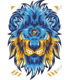  The majestic blue-and-gold lion head