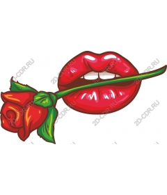  Luscious lips with a rose