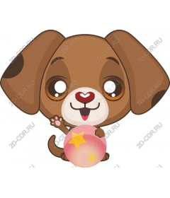  Cute puppy holding a ball