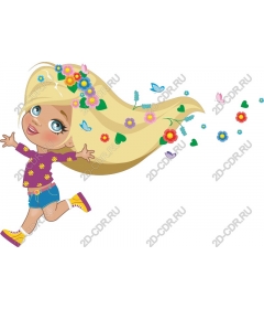 Happy girl with flowers