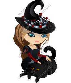 Witch and cat-companion