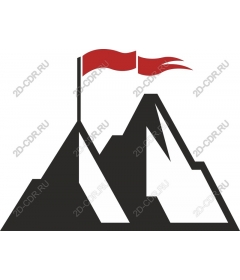 Mountain adventure with flag