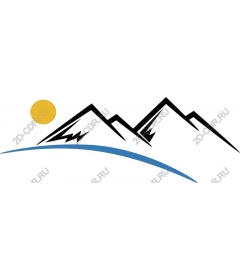 Mountain landscape with sun