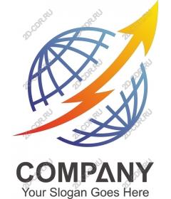 Dynamic logo, globe with arrow forward