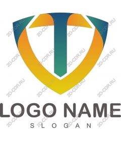 Dynamic logo shield with the letter T