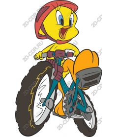  Joyful yellow bird on Bicycle