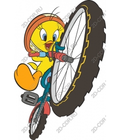  Joyful yellow bird on Bicycle