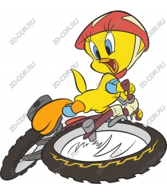 Playful bike with yellow bird