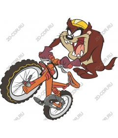 Dynamic cartoon character on a bike
