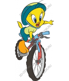The cartoon bird on Bicycle