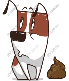 Playful cartoon dog with poop