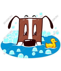 Playful dog in the bubbles