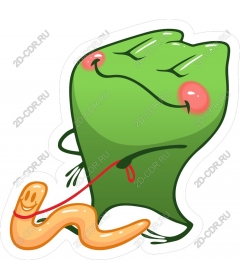  Charming frog and a worm