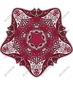 Stunning Burgundy mandala in the shape of a star