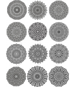 Мандалы, набор - 12 замысловатых