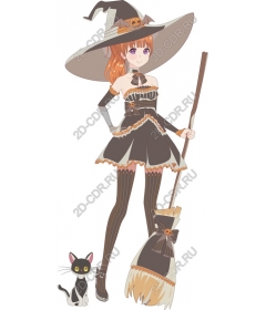  Adorable witch with a cat