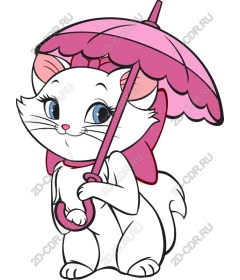  Adorable cat with a pink umbrella